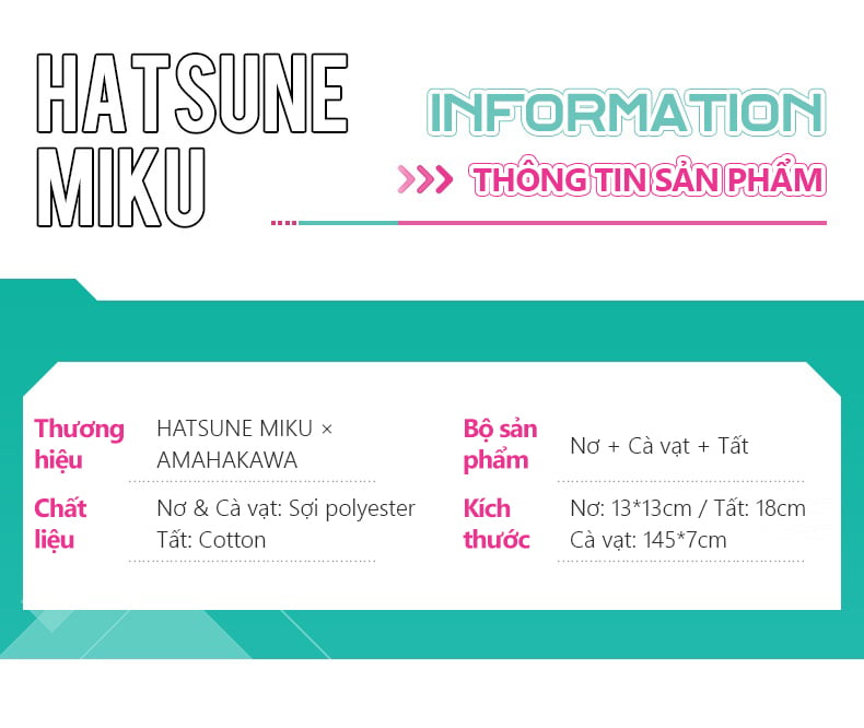 Nơ, Cà vạt & Tất đồng phục Hatsune Miku JK