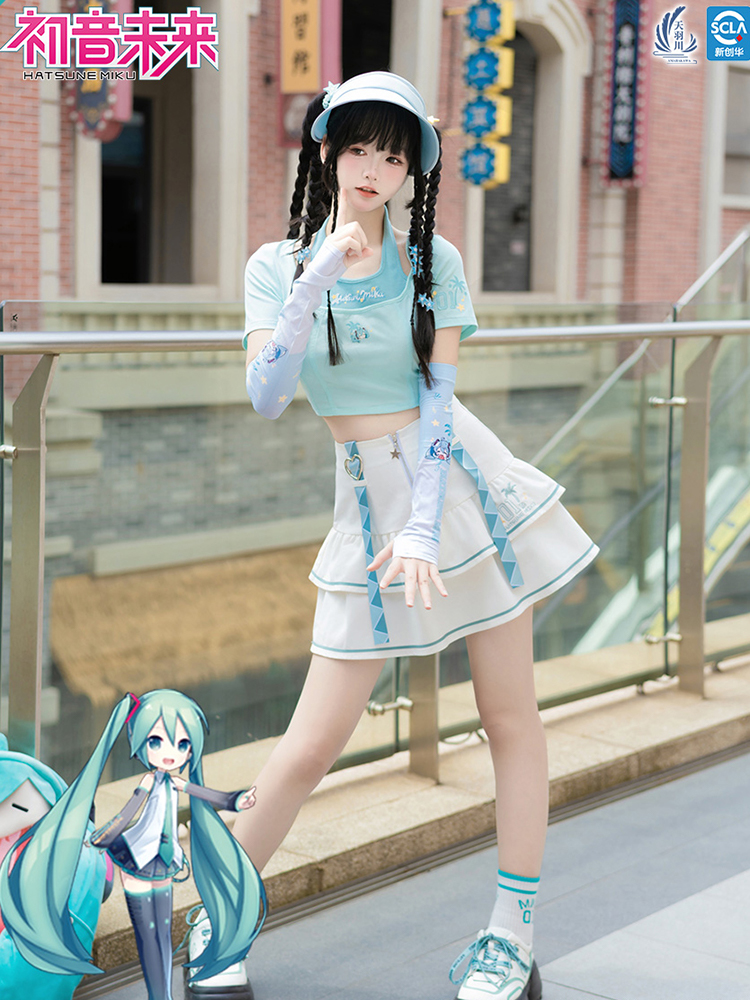 Váy Hatsune Miku Summer Beach váy tầng nữ mùa hè đi biển